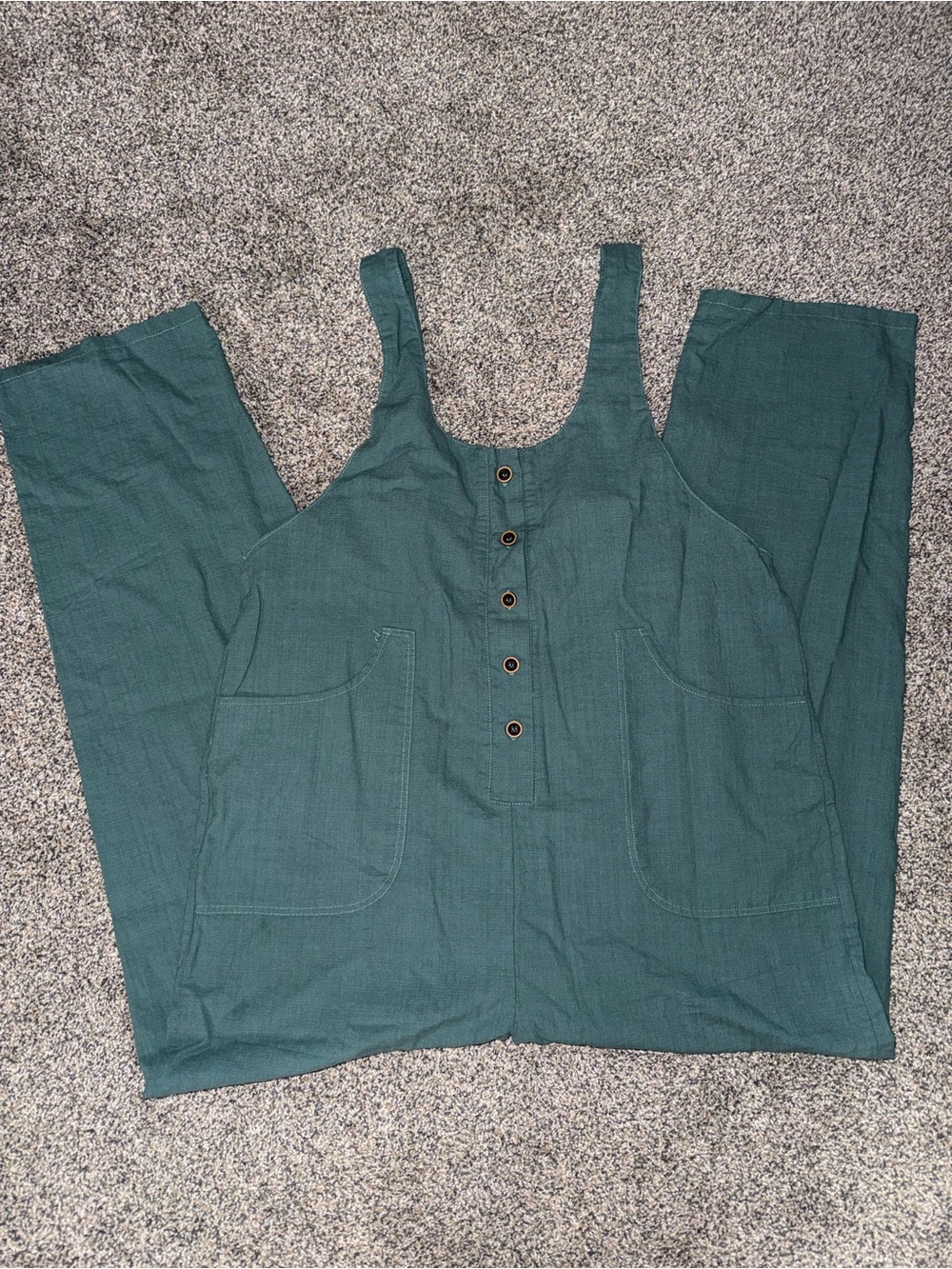 Teal Button-Front Wide Leg Jumpsuit
